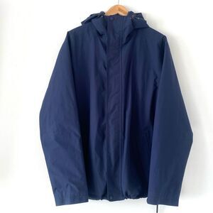 L.L. Bean Men's Navy Blue Hooded Raincoat Jacket Tall Large Windbreaker Outdoor